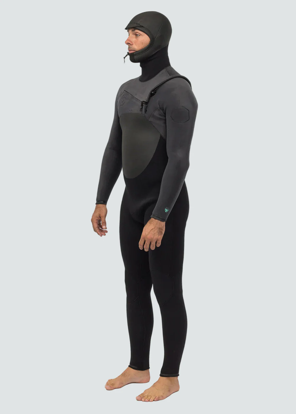 High Seas II 5-4 Full Hooded Chest Zip Wetsuit - Charcoal - Image 3
