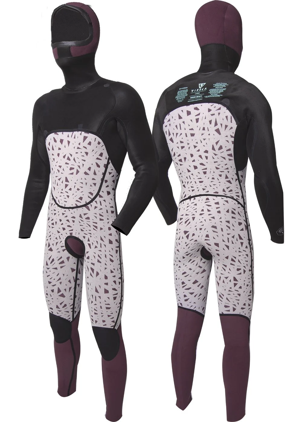High Seas II 5-4 Full Hooded Chest Zip Wetsuit - Charcoal - Image 4